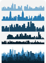 City Skyline Stencil 11.8X11.8 Inch Layered City Silhouette Stencil Plastic City - $10.39