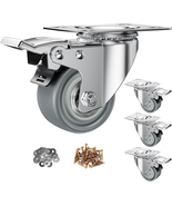 2 Inch Caster Wheels, Casters Set of 4 Heavy Duty Locking Castors, Swive... - $20.58 CAD
