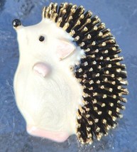 Enameled Goldtone Hedgehog Brooch / Pendant with Textured Quills **Cute** - £9.52 GBP
