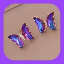 Absolutely Gorgeous Crystal Butterfly Stud Earrings  - £6.39 GBP