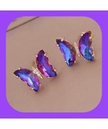 Absolutely Gorgeous Crystal Butterfly Stud Earrings  - £6.26 GBP