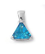 2 ct. Swiss Blue Topaz Genuine Trillion Solitaire Pendant  in Sterling S... - $48.11