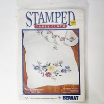Vtg 1989 Bernat Stamped Table Runner Floral Bouquet Stamped Cross Stitch 15x45&quot; - $24.99