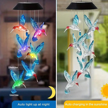 Hummingbirds Solar Powered Color Changing Wind Chimes LED Decorative Lights - £9.13 GBP