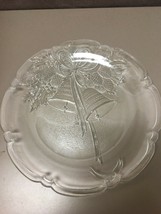 VINTAGE Clear Cut Glass Wedding platter Anniversary 15&quot; Holiday dish ser... - $21.77