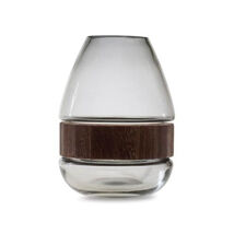 Grey Glass Vase with Natural Wood Accent 7.5&quot;H - $69.83 CAD