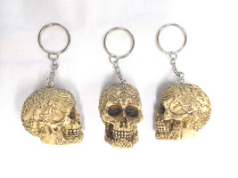 Resin 3D Tribal Egyptian Tribal Design Skull Head Cranium Driver Key Chain Ring - £7.98 GBP