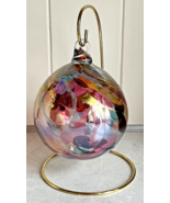 Wren Helwig Art Glass Hand Blown Christmas Ornament &amp; Stand - £54.09 GBP