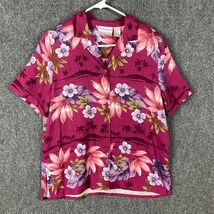 Alfred Dunner Hawaiian Shirt 10P Women&#39;s Short Sleeve Pink Button Up Rayon - $16.73 CAD