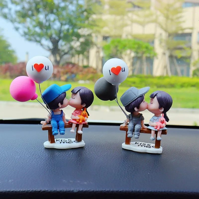 Anime Figure Couple doll Car Ornament Model Cute Kiss Balloon Auto Interior - £11.93 GBP+