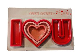 5 Piece Valentine&#39;s Day Cookie Cutter Set I Love You Hearts Plastic 5&quot; H... - £8.52 GBP