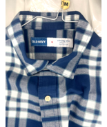 Old Navy Men Blue Plaid Long Sleeve Button-Up Everyday Shirt  Size M - $241.12 MXN