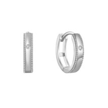 Title: Elegant Zircon Accent Huggie Hoop Earrings in 925 Sterling Silver - £22.10 GBP