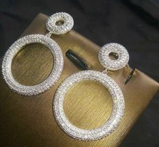 4Ct Round Cut D/VVS1 Diamond Hoop Earrings 14K White Gold Finish Gift For Womens - £74.73 GBP