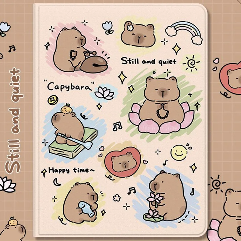 Capybara Cartoon IPad Case Cute Kawaii Anime Air5 4 3 Anti Drop 10.9 Inch Mini6 - £16.43 GBP