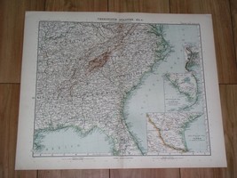 1910 Original Antique Map Of Georgia South North Carolina Florida Alabama - $23.45