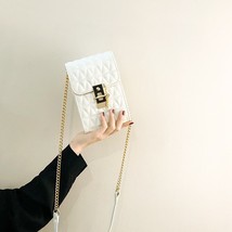 Fashion black white triangle women handbag metal lock chain messenger bag simple female thumb200