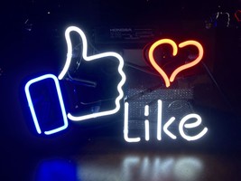 Handmade &#39;Like&#39; Fans Heart Banner Art Sign Handmade Neon Light 11&quot;x8&quot; - £54.07 GBP