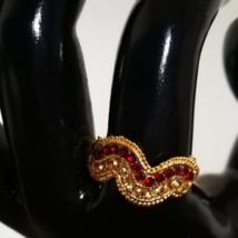 Indian Rhinestone Gold Tone Ring Women Vintage Cocktail Preowned Used Boho - £12.14 GBP