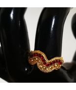 Indian Rhinestone Gold Tone Ring Women Vintage Cocktail Preowned Used Boho - £12.09 GBP
