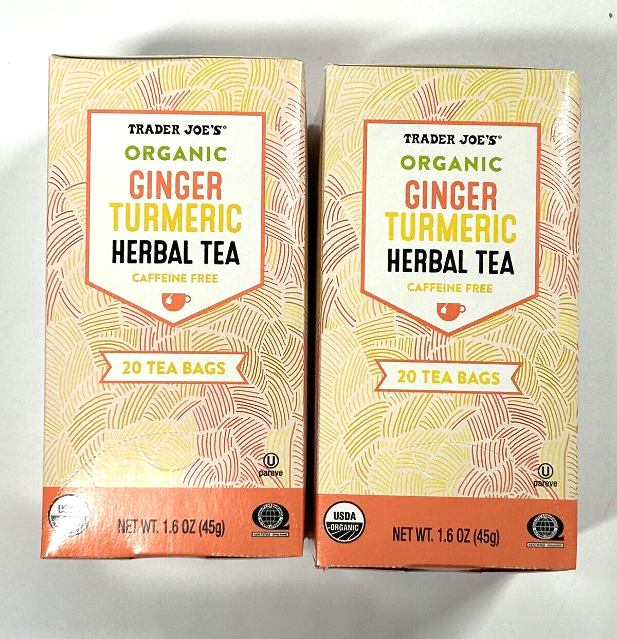 Primary image for 2x Trader Joe's Organic Ginger Turmeric Herbal Tea Caffeine Free 02/2025