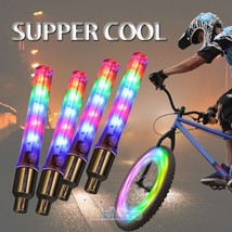 4Pcs Led Flashing Light Bicycle Bike Tyre Tire Wheel Valve Spoke Cap Bright Lamp - £18.21 GBP