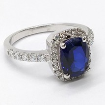 Sparkling Emerald Lab-Created Sapphire Engagement Ring 14K White Gold Plated - $68.24