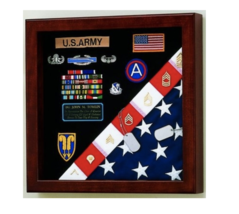 American Made Burial Flag And Badge Medals Military Display Case Shadow Box - £524.55 GBP