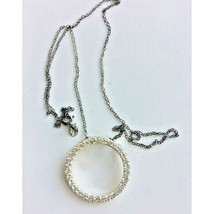 925 STERLING SILVER AND CZ ETERNITY ROUNDEL PENDANT NECKLACE SKY - $33.26