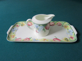 Villeroy &amp; Boch Tray And Creamer &quot;Canari&quot; Pattern Tulip Floral 2 Pcs - £59.34 GBP