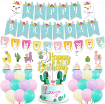 Birthday Party Supplies Cactus Party Decorations with Llama Cactus Birthday Bann - £19.09 GBP