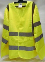 Hi-Vis Jacke zwei Bänder &amp; Trägerstreifen gelbe Sicherheitsweste extra... - £4.90 GBP