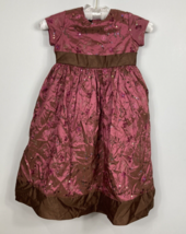 Marmellata Party Dress Girl 5 Dusty Pink Sequined Embroidered Brown Empire Waist - £31.60 GBP