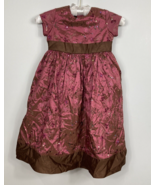 Marmellata Party Dress Girl 5 Dusty Pink Sequined Embroidered Brown Empi... - $39.59