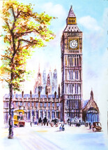 Dibujo a pastel y carbón del Big Ben. Cuadro de Londres. Londres dibujo. - $121.84 CAD