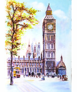 Dibujo a pastel y carbón del Big Ben. Cuadro de Londres. Londres dibujo. - $1,691.61 MXN