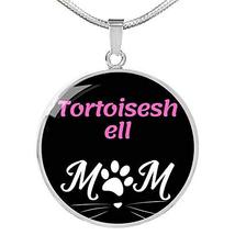 Tortoiseshell Cat Mom Necklace Circle Pendant Stainless Steel Or 18k Gold 18-22&quot; - £55.35 GBP