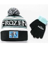 Girls Hat &amp; Gloves Winter Set Disney Frozen Elsa Anna Black 2 Pc $30 NWT... - £11.68 GBP