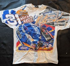 Vintage 90s Mike Pelle 31 Nascar Lowes Racing Stampa Ovunque Aop Bianco T XL - £62.84 GBP