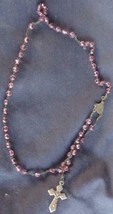 Beautiful Antique Rosary Beads – Purple Glass – Silver Tone Chain – Gold Tone - £54.50 GBP