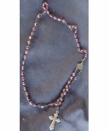 Beautiful Antique Rosary Beads – Purple Glass – Silver Tone Chain – Gold... - $95.06 CAD