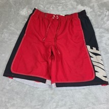 Vintage Nike Swim Trunks Men’s XL Black  Swoosh Logo Red  Lined Men&#39;s Sw... - £14.03 GBP