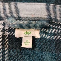 Dip RN#29360 Women's Green Flannel Plaid Button Up Fleece Shirt Jacket Size 2X image 3