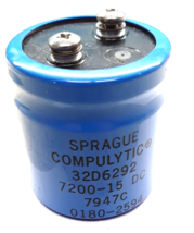 Sprague Compulytic Capacitor 32D6292 7200 Uf -15 DC - $8.99