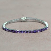 7.20Ct Oval Cut Amethyst Women tennis 7.5&quot; Bracelet 14K White Gold Finish - £130.38 GBP