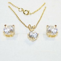 Round Diamond Alternatives Solitaire Pendant Necklace Stud Earrings Matc... - £40.77 GBP