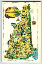 Postcard Greetings From New Hampshire Map Chrome State Ocean Lobster Beach - £7.88 GBP