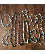 Boho Necklace Bracelet Lot (10) Piece Dyed Shell Seed Nut Beaded Wearable - $14.99