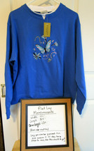 Gold Coast Sweatshirt Women&#39;s XL Blue Butterflies - £15.42 GBP
