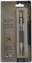 Parker Vector Standard Ball Pen Stainless Steel Trim Blue Ink (1 Pen) - £23.94 GBP